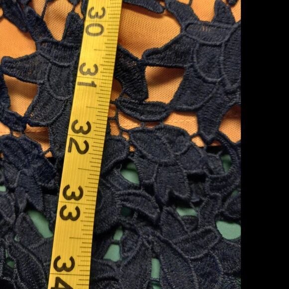 FEW MODA, Floral Navy Lace Crochet Overlay  Spaghetti Strap Dress - Picture 7 of 7